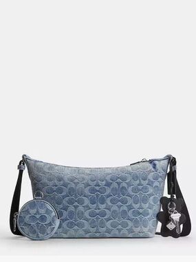 Coach Small Finn Signature Denim Crossbody with Matching Pouch
